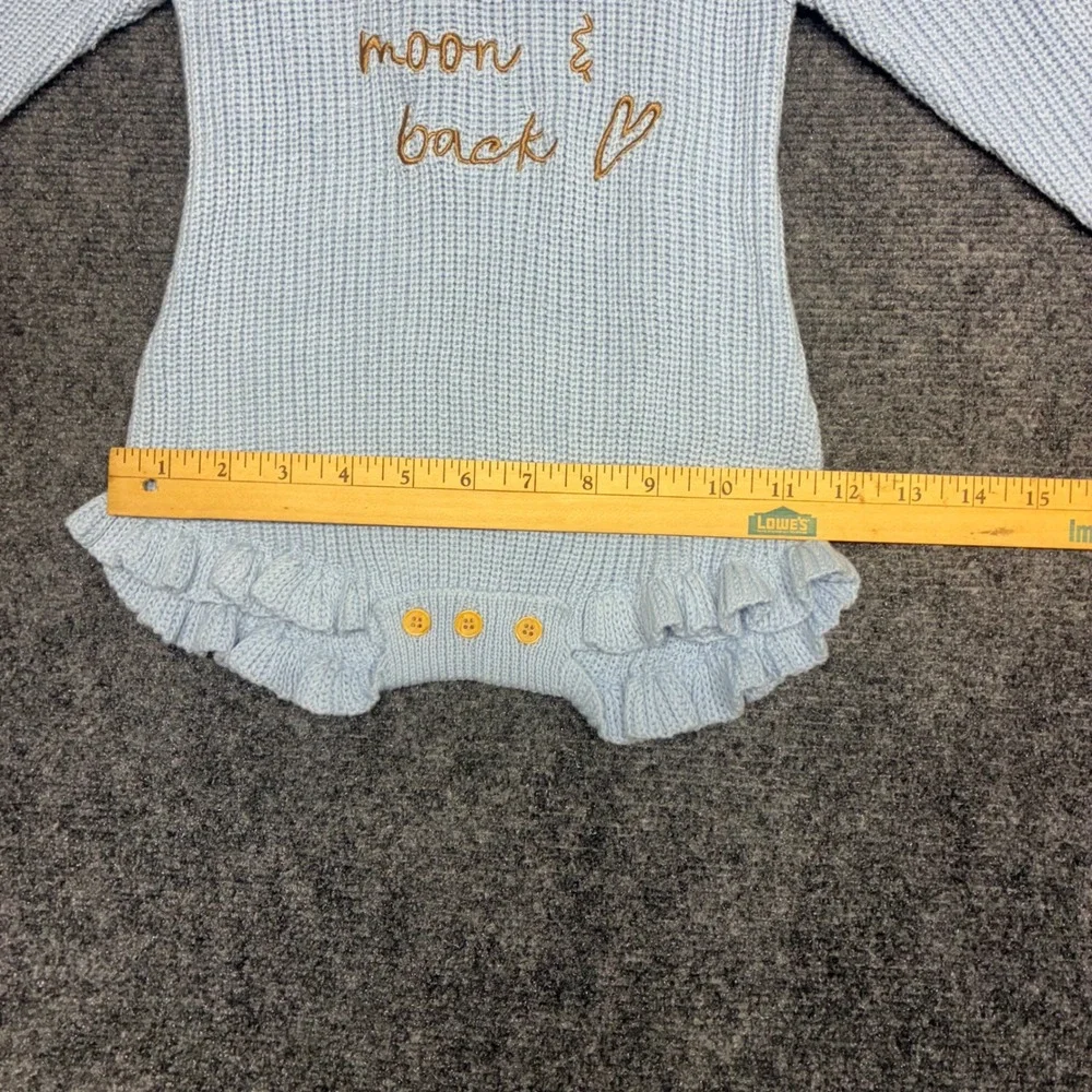 Baby Girl Knit Sweater Romper Light‎ Blue 9-12M I Love You To The Moon Cottage